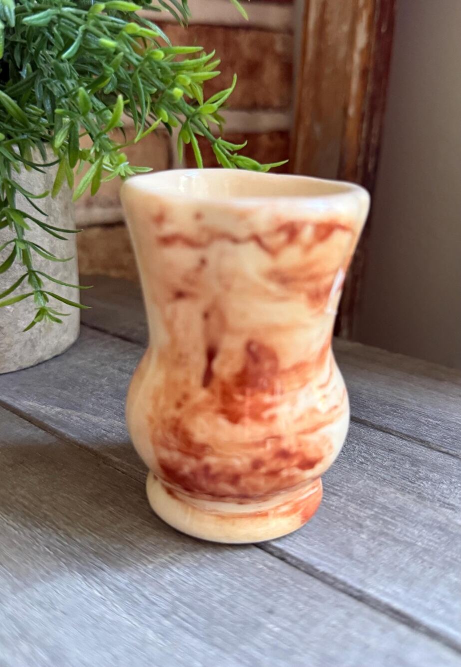 Vintage Stone Mini Bud Vase | 1970s 1980s Alabaster Onyx Marble Vase